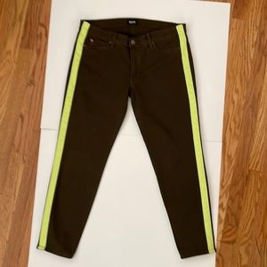 Hudson LouLou Chopin olive tuxedo stripe cropped jeans, size 30